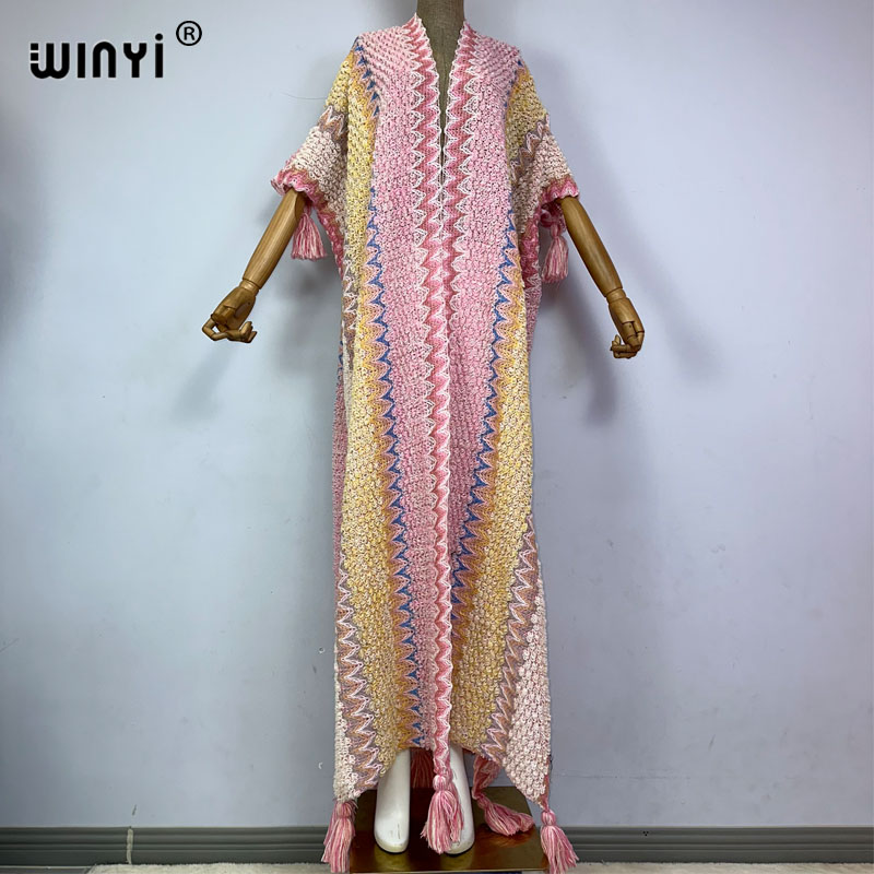 Wool Coat Peacoat - WINYI woman Winter tassel Knitted cardigan