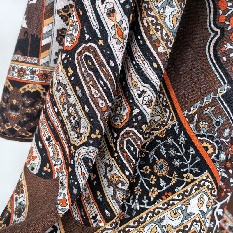 2 Faced Print Silk Wool Scarf  - đánh giá và giá Shawl Wrap Winter