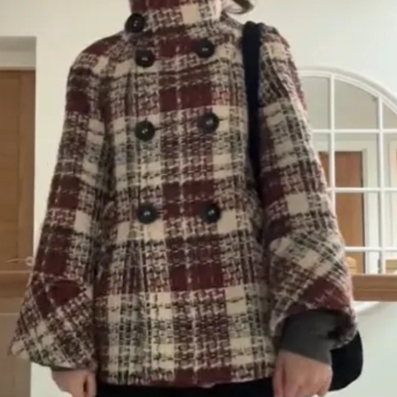 Warm Checkered Turtleneck Shou - đánh giá và giá Wool Coat Peacoat